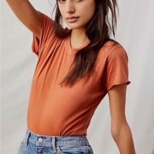 Free People burnt orange short sleeve bodysuit, XS